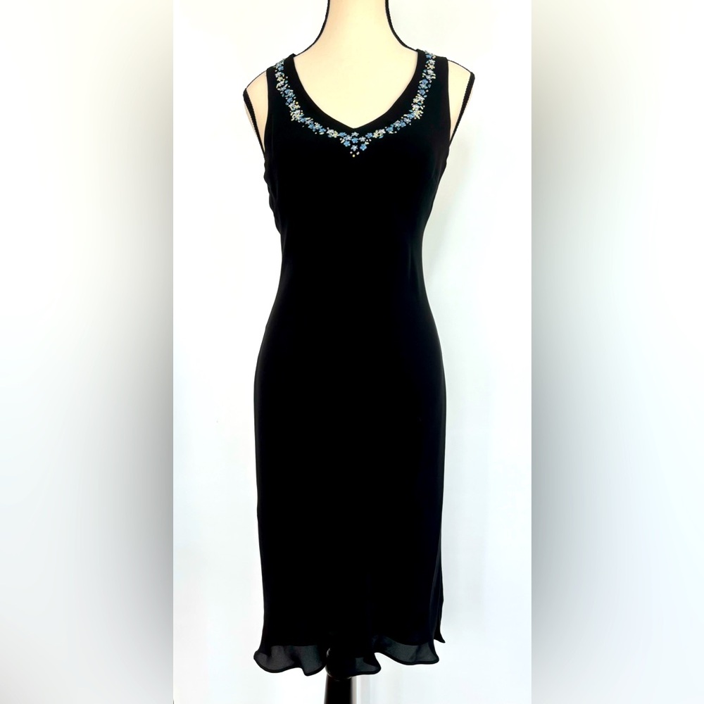 Y2K Silk Fairy Bias Cut Whimsical Cocktail Dress Embroidered Floral Trim Size 4
